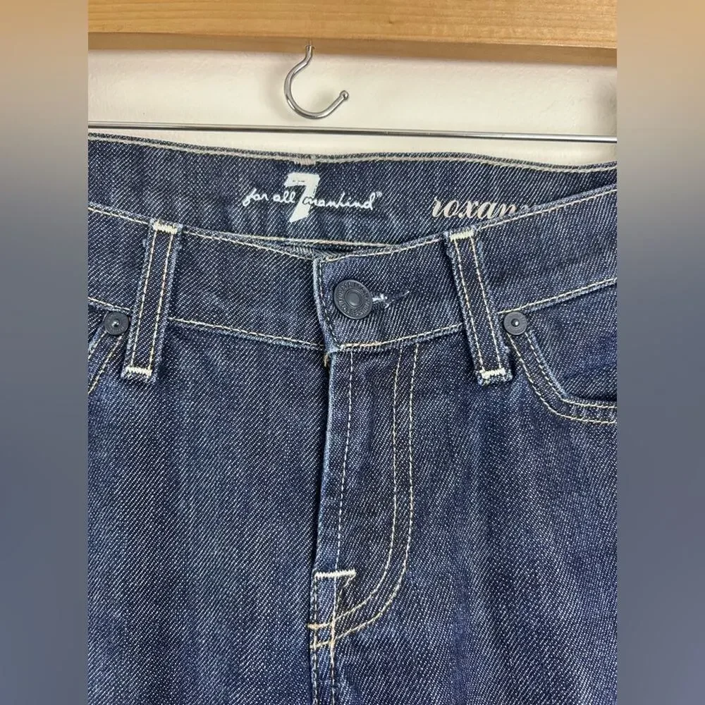 7 For All Mankind Roxanne Straight‎ Leg Skinny Jean Dark Wash Size 26